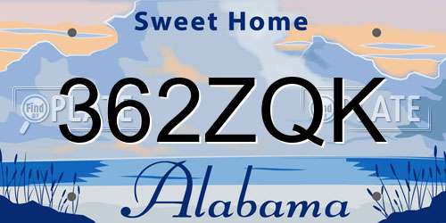 362ZQK Alabama License Plate