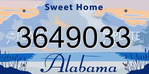 3649033 Alabama License Plate