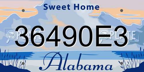 36490E3 Alabama License Plate