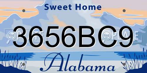 3656BC9 Alabama License Plate