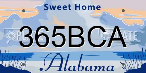 365BCA Alabama License Plate