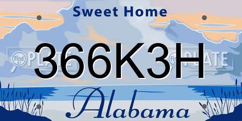 366K3H Alabama License Plate