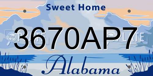 3670AP7 Alabama License Plate