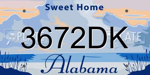 3672DK Alabama License Plate