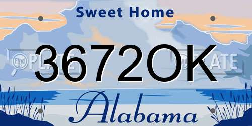 3672OK Alabama License Plate