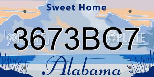 3673BC7 Alabama License Plate