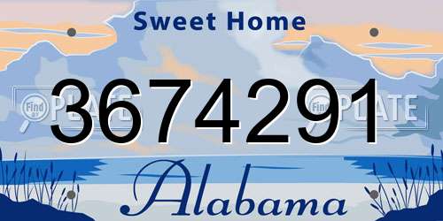 3674291 Alabama License Plate
