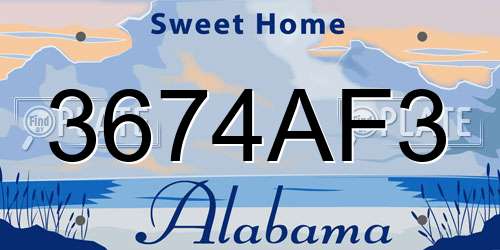 3674AF3 Alabama License Plate