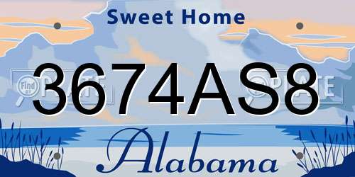 3674AS8 Alabama License Plate