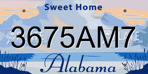 3675AM7 Alabama License Plate