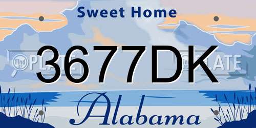 3677DK Alabama License Plate
