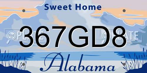 367GD8 Alabama License Plate