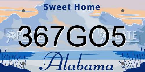 367GO5 Alabama License Plate
