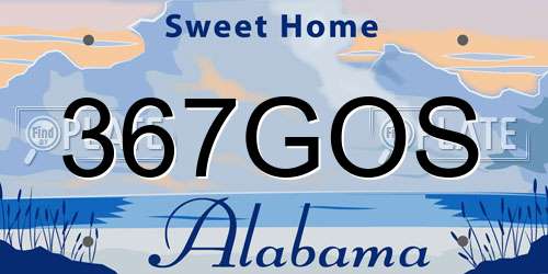 367GOS Alabama License Plate