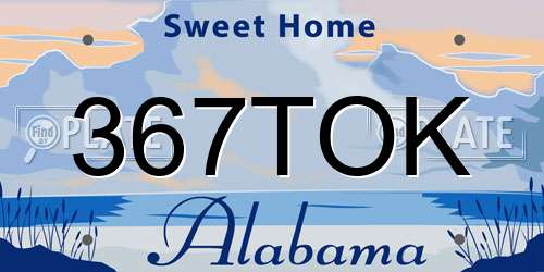 367TOK Alabama License Plate