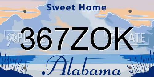 367ZOK Alabama License Plate