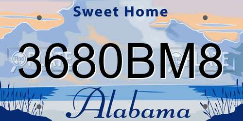 3680BM8 Alabama License Plate