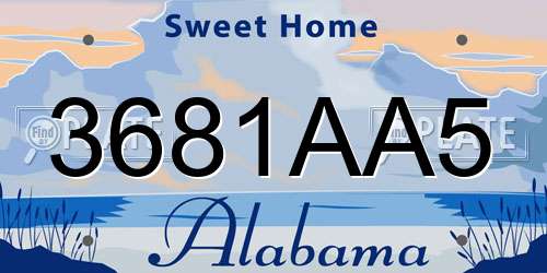 3681AA5 Alabama License Plate