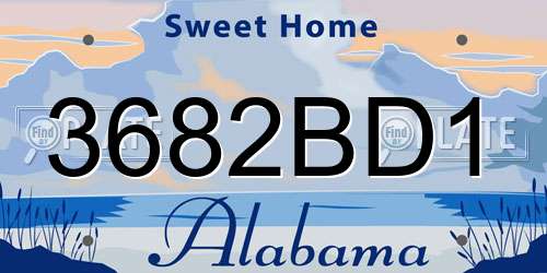 3682BD1 Alabama License Plate