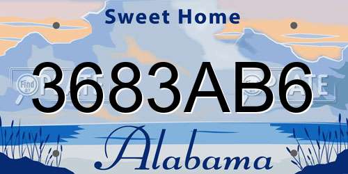 3683AB6 Alabama License Plate