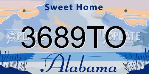 3689TO Alabama License Plate