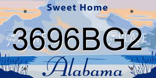 3696BG2 Alabama License Plate