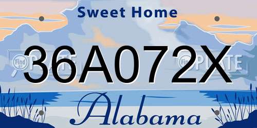 36A072X Alabama License Plate