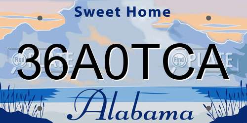 36A0TCA Alabama License Plate