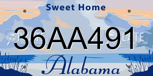 36AA491 Alabama License Plate