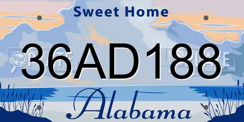 36AD188 Alabama License Plate