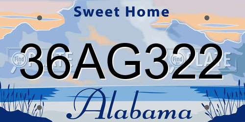 36AG322 Alabama License Plate