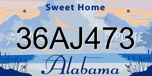 36AJ473 Alabama License Plate
