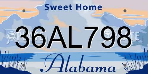 36AL798 Alabama License Plate