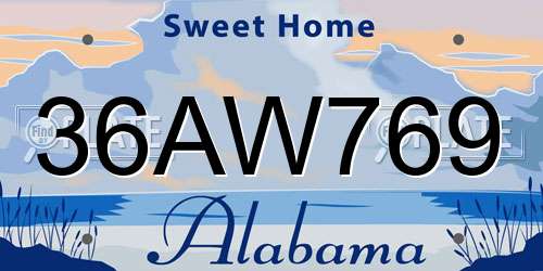 36AW769 Alabama License Plate