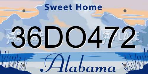 36DO472 Alabama License Plate