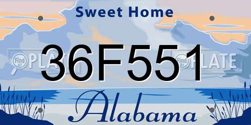36F551 Alabama License Plate