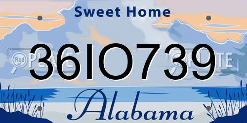 36IO739 Alabama License Plate