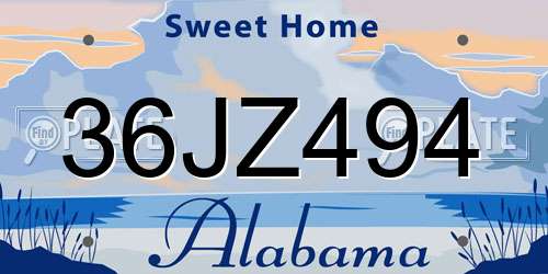 36JZ494 Alabama License Plate
