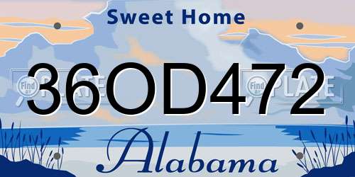 36OD472 Alabama License Plate