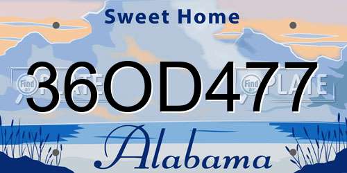 36OD477 Alabama License Plate