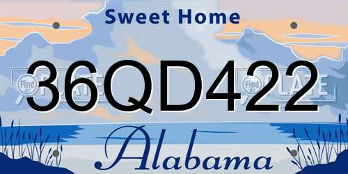 36QD422 Alabama License Plate