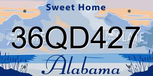 36QD427 Alabama License Plate