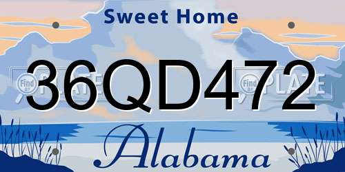 36QD472 Alabama License Plate