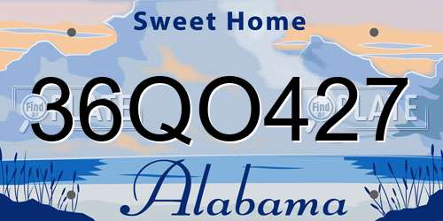 36QO427 Alabama License Plate