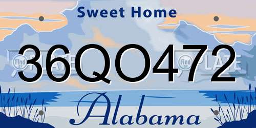 36QO472 Alabama License Plate