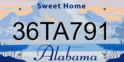 36TA791 Alabama License Plate