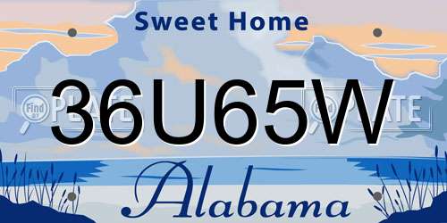 36U65W Alabama License Plate