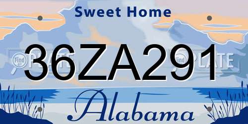 36ZA291 Alabama License Plate