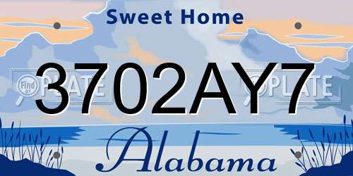 3702AY7 Alabama License Plate