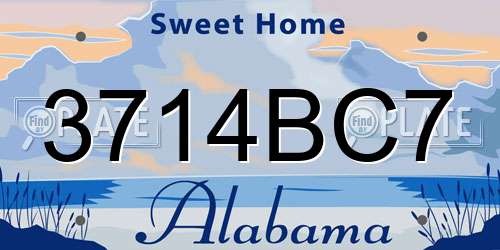 3714BC7 Alabama License Plate